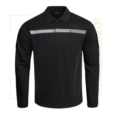 Polo de Sécurité Noir Manches Longues